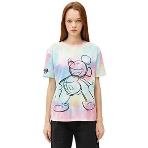 Koton Mickey Mouse T-shirt voor dames, met korte mouwen en ronde hals, Blue Design (6d1), XS