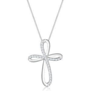 Elli PREMIUM halsketting dames kruis hanger met zirkonia kristallen in 925 sterling zilver, 450, Kristal, Zirkonia