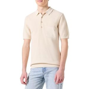 Replay Heren regular fit korte mouwen pullover van katoen met kraag, 865 Ivoor, L