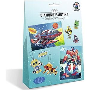 Ursus 43510004 43510004-Diamond Painting Creative Galaxy, knutselset voor kinderen voor het creatief vormgeven van foto's, hangers en stickers met diamanten, kleurrijk