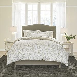 Laura Ashley Home - Kingsize dekbedovertrekset katoen, omkeerbaar beddengoed met bijpassende shams, medium gewicht beddengoed voor alle seizoenen (Lindy Green, King)