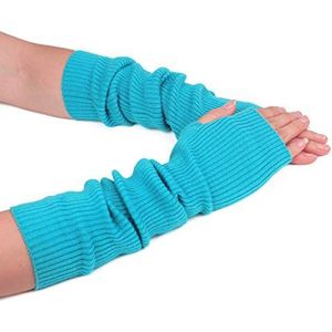 Prettystern Dames Kasjmier-Wolle Geribbelde Vingerloze Handschoenen Hand-Stulpen Handgewricht-Warmer Polswarmer, N - blauw, Länge 21 cm, Gewicht 20g