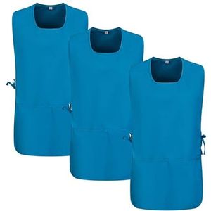 MISEMIYA - Verpakking van 3 stuks - reinigingsschort, laboratoriumuniform, kliniek, medische reiniging 3-3301, turquoise 68, XL