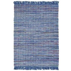 Luxor Living Tapijt Frida katoen natuurvezel handgeweven handgeweven tapijt blauw, 160 cm x 230 cm