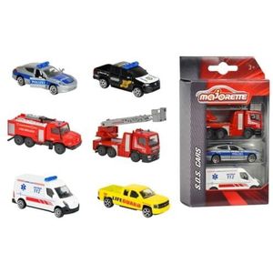 Majorette - SOS speelgoedautoset – 3 willekeurige hulpvoertuigen van S.O.S. Cars Edition, voor kinderen vanaf 3 jaar, reddingsvoertuigen, speelset