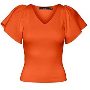 VERO MODA Dames VMGINNY SS V-hals NOOS Trui, Scarlet Ibis, XS, Scarlet Ibis, XS