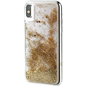 Transparante beschermhoes voor iPhone X/XS met vloeibare gel en glitter in goud
