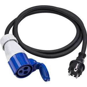 Meister - CEE-adapterkabel - 1,5 m - CEE-koppeling & geaarde stekker - Robuuste rubberen kabel H07RN-F3G 2,5 mm² - 16 A / 230 V - IP44 outdoor