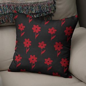 BonaMaison Decoratieve Kussensloop, Rood Zwart Kussenhoezen Bank, Zitkussen, Decoratieve Kussenhoesjes, Kussensloop; Sofa, Slaapkamer, Kantoor, Auto 43x43 Cm - Ontworpen en Vervaardigd in Turkije