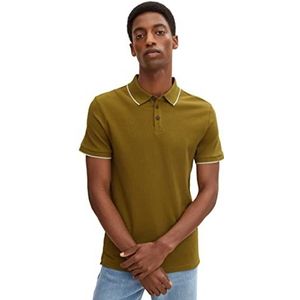 TOM TAILOR Uomini Poloshirt met wafelstructuur 1030396, 27505 - Wooden Moss Green, M