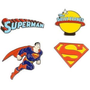 Grupo Erik Set Of 4 Pins - DC Comics Superman Merchandise | Enamel Pins, Cute Pin Badges | Superman Gifts Under 15 Pounds, Funny Gifts For Friends