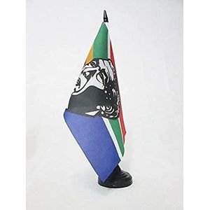 Zuid-Afrika tafelvlag met Mandela 21x14cm - KLEINE Zuid-Afrikaanse KANTOORVLAG met Madiba 14 x 21 cm - AZ VLAG