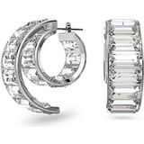 Swarovski Matrix Ringoorbellen, Baguette-Slijpvorm, Wit, Rodium Toplaag