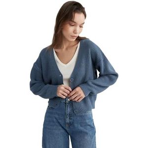 DeFacto Gebreid damesvest - verscheidenheid aan gebreide jassen - truien & cardigan - gebreid vest voor dames, blauw, XL