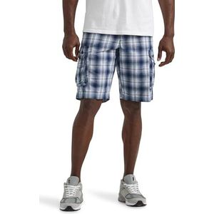 Lee Men's Dungarees New Belted Wyoming Cargo Short, Blue Plaid, 42