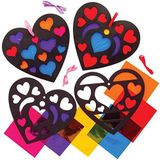 Baker Ross Hart gebrandschilderd glas effect decoratie kits — creatieve Valentijnsdag kunst en ambachtelijke benodigdheden voor kinderen om te maken en te versieren (6 Pack), AT551