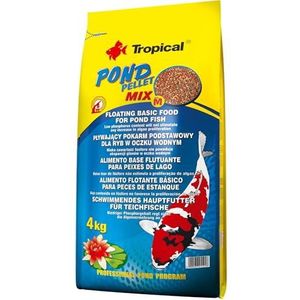 POND PELLET MIX SIZE M 4kg - compleet voer in de vorm van drijvende pellets voor koi, goudvissen en andere in vijvers gekweekte siervissen