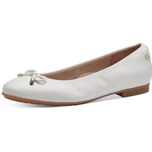 Tamaris Comfort Ballerina's voor dames van leer met strik, wit, 40 EU Breed