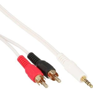 InLine 89931W RCA/jack kabel, 2x RCA stekker op 3,5 mm jack stekker, wit/goud, 1m