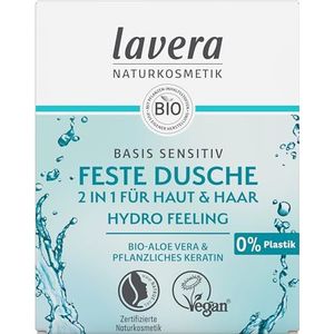 lavera Vaste douche 2-in-1 basis sensitive Hydro Feeling - met biologische aloë vera en plantaardige keratine - reinigt zonder uit te drogen - 3x zuiniger dan vloeibare douchegel - natuurlijke