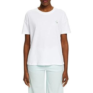 EDC by Esprit T-shirt met bloemenprint op de borst, 100/wit., S