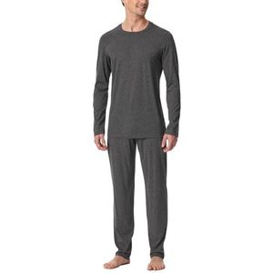 Schiesser Heren pyjama lange zachte flanel modern nachtkleding pyjamaset, Donkergrijs-gem._181920, 54