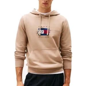 Tommy Hilfiger - 1985 Flag Graphic Hoodie - Beige - Heren - Katoen