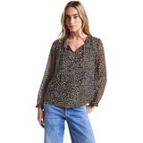 Street One Dames Chiffon blouse met ruches in Zwart, in size: 34