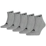 HEAD Unisex Quarter sokken, pak van 5, grijs, 35/38 EU