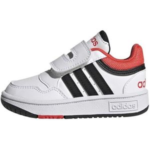 adidas Unisex Hoops Shoes Sneakers voor kinderen, Ftwr White Core Zwart Helder Rood, 25.5 EU