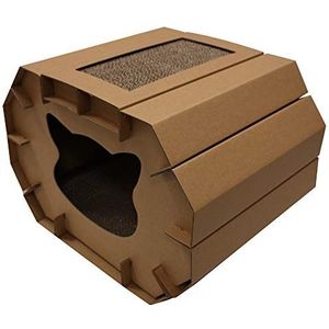 Croci Kattenkrabber van karton, gesloten doos met omkeerbare 2-laags krabpaal, krabpaal voor volwassen katten, tweelaags, 50x38x35 cm