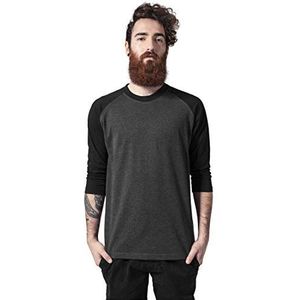 Urban Classics T-shirt voor heren, contrasterend raglan-T-shirt met 3/4 mouwen, blauw/zwart, L