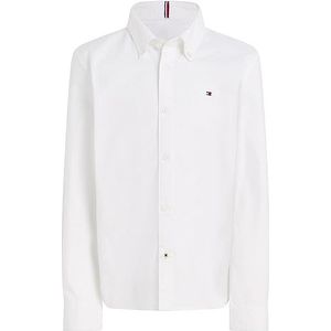 Tommy Hilfiger Stretch Oxford Shirt L/S Blouse voor jongens, Wit, 7 jaar