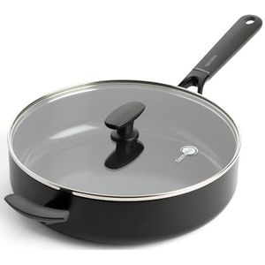 GreenPan SmartShape Gezonde keramische antiaanbakpan, 28 cm/4,2 liter, met glazen deksel, PFAS-vrij, geschikt voor inductie, ovenbestendig, zwart