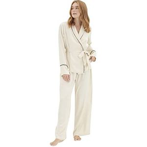 Trendyol - Geweven Pyjama Set - Beige - Dames - Relaxed Fit