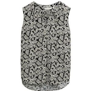 TOM TAILOR dames blouse om te strikken, 38255 - Black Champagne Palm Design, 36