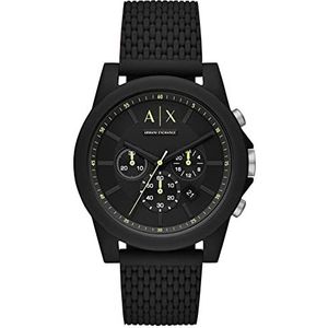 Armani Exchange Heren analoog quartz horloge met siliconen band AX1344, Zwart, AX1344-AMZUK