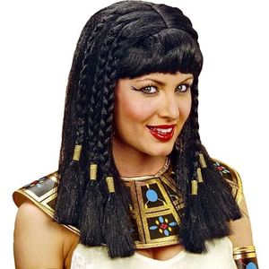 Widmann 6316R - Pruik Queen van Egypten, zwart, met gevlochten vlechten, kunsthaar, carnaval, themafeest