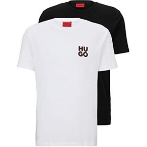 Hugo Hugo-dimento 10229761 T-shirt Met Korte Mouwen Wit Zwart Man