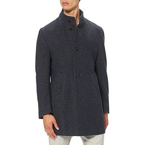 bugatti Herenmantel klassieke wollen jas met opstaande kraag in een comfortabele pasvorm, marineblauw, 46