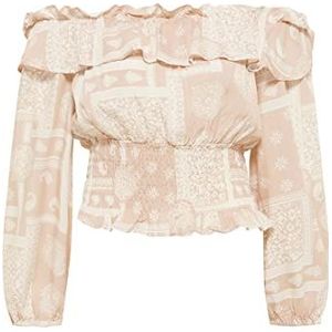 Blouse - Etnische Print - Viscose - Brede Smok Mouwen met Elastische Manchetten