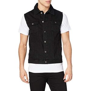 Urban Classics Denim vest voor heren, jeansvest, verkrijgbaar in vele verschillende kleuren, maten S tot 5XL, Blackdark, XXL