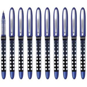 Westcott Balpen, blauw, 10 stuks, voordeelverpakking van 10 stuks, blauwe inkt, nauwkeurige lijndikte 0,5 mm, transp. vulstandindicator, capillaire technologie, ergonomische handgreep, E-730617 00