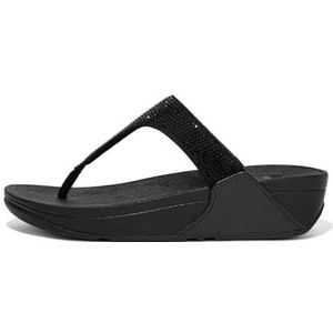 Fitflop Dames Lulu Crystal verfraaid teen post wig sandaal, Zwart, 37.5 EU
