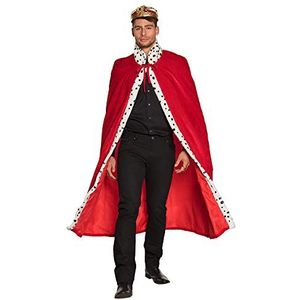 Boland 36101 - Koningsmantel deluxe, volwassenen, 130 cm lange cape, rood-wit-zwart, gestippeld imitatiebont, hermelijn look, koningshuis, heerser, carnaval, themafeest, kostuum, theater, Koningsdag