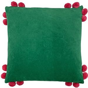 furn. Hoola Polyester Gevuld Kussen, Katoen, Smaragd/Framboos