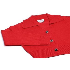 Aleva Gebreide cardigan voor dames met lange mouwen in zachte stijl met polokraag rood maat XS/S, rood, XS
