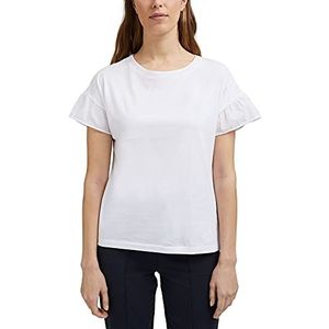 ESPRIT T-shirt met volant-mouwen, organisch katoen, wit, S