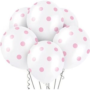 Mooie roze gestippelde latex ballonnen (30cm) Pack van 6 - Perfect voor feesten en feesten