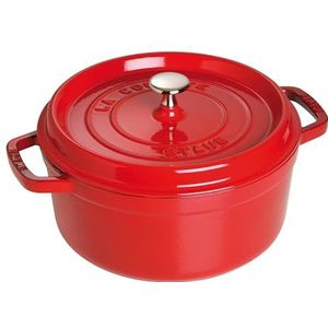 Staub 1102285 Cocotte/braadpan, rond met deksel 18 cm, 1.7 L, met matzwart email aan de binnenkant van de pot